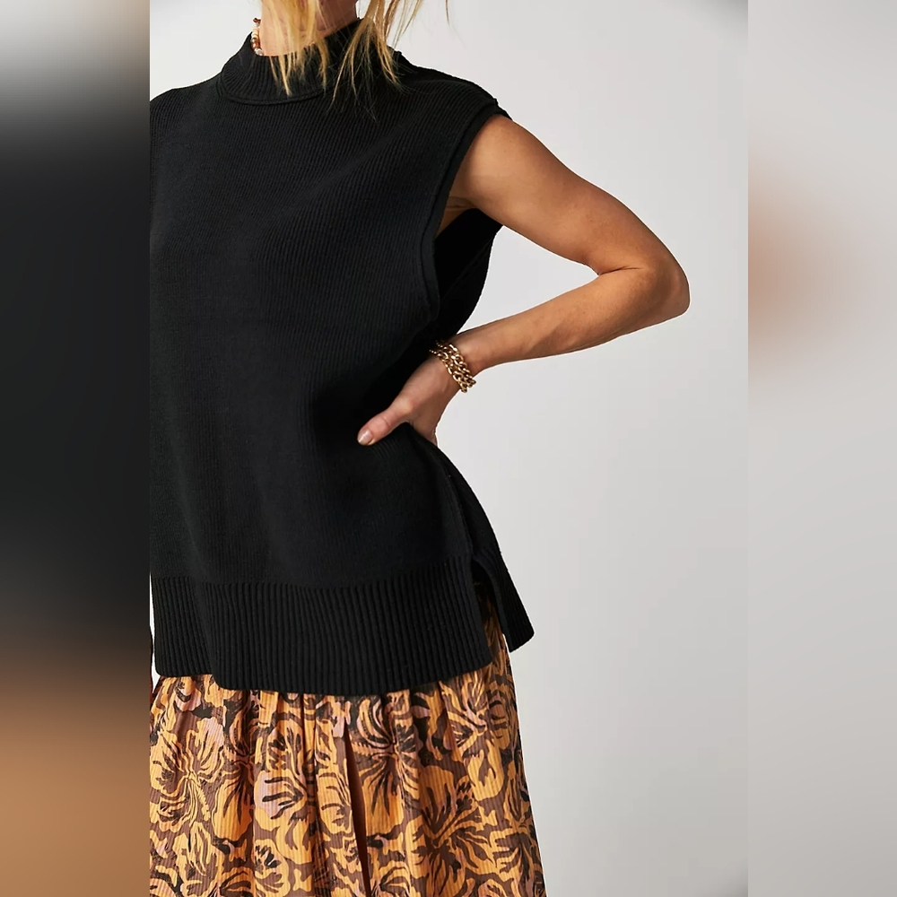 Free People Easy Street Tunic Vest Black Size Large